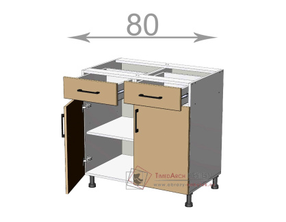 dolní skříňka se zásuvkami š.80, v.82, Modena LDD22S8082, bílá/artwood