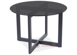 BEKY A, konferenční stolek pr. 60cm, černá / kouřové sklo