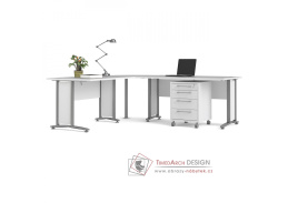OFFICE 80400/304, psací stůl rohový, silver grey / bílá