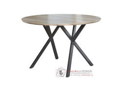 AKTON, jídelní stůl pr. 100cm, černá / dub šedý