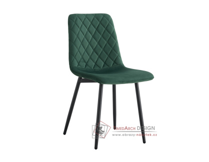 DAMIA 2, jídelní židle, černá / látka velvet smaragdová
