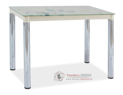 DAMAR II, 100x60, jídelní stůl, chrom / krémové sklo