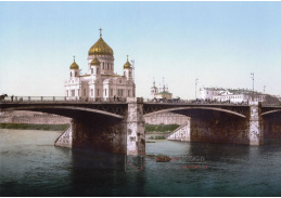 Fotochrom VF 55 Katedrála Krista Spasitele a velký kamenny most, Moskva, Rusko