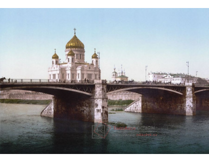 Fotochrom VF 55 Katedrála Krista Spasitele a velký kamenny most, Moskva, Rusko