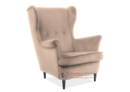LORD VELVET, čalouněné křeslo, wenge / látka Bluvel 28 béžová