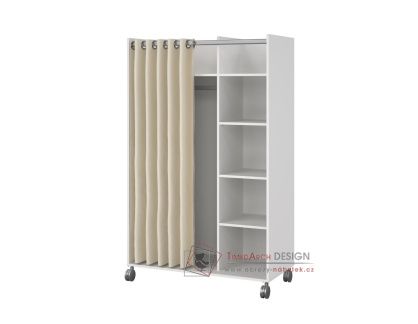HARMONY 119, mobilní šatní skříň 100cm, bílá / látka béžová