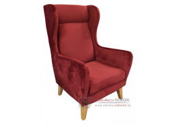 DEMIR, čalouněné křeslo - ušák, buk / látka vínová