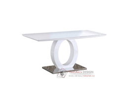 ZARNI, jídelní stůl 150x80cm, ocel / bílý lesk