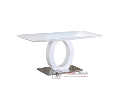 ZARNI, jídelní stůl 150x80cm, ocel / bílý lesk