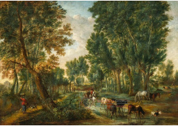 A-5527 Pieter Andreas Rysbraeck - Lesní krajina se zvířaty u brodu