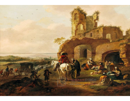 D-9672 Pieter van Laer - Jezdec a žebrák před římskými ruinami